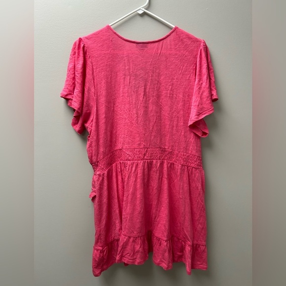 Torrid Women’s Pink Cotton Modal Surplice Faux Wrap Top - Picture 2 of 3